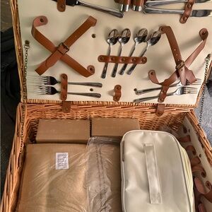 Elegant Picnic Basket with Utensils